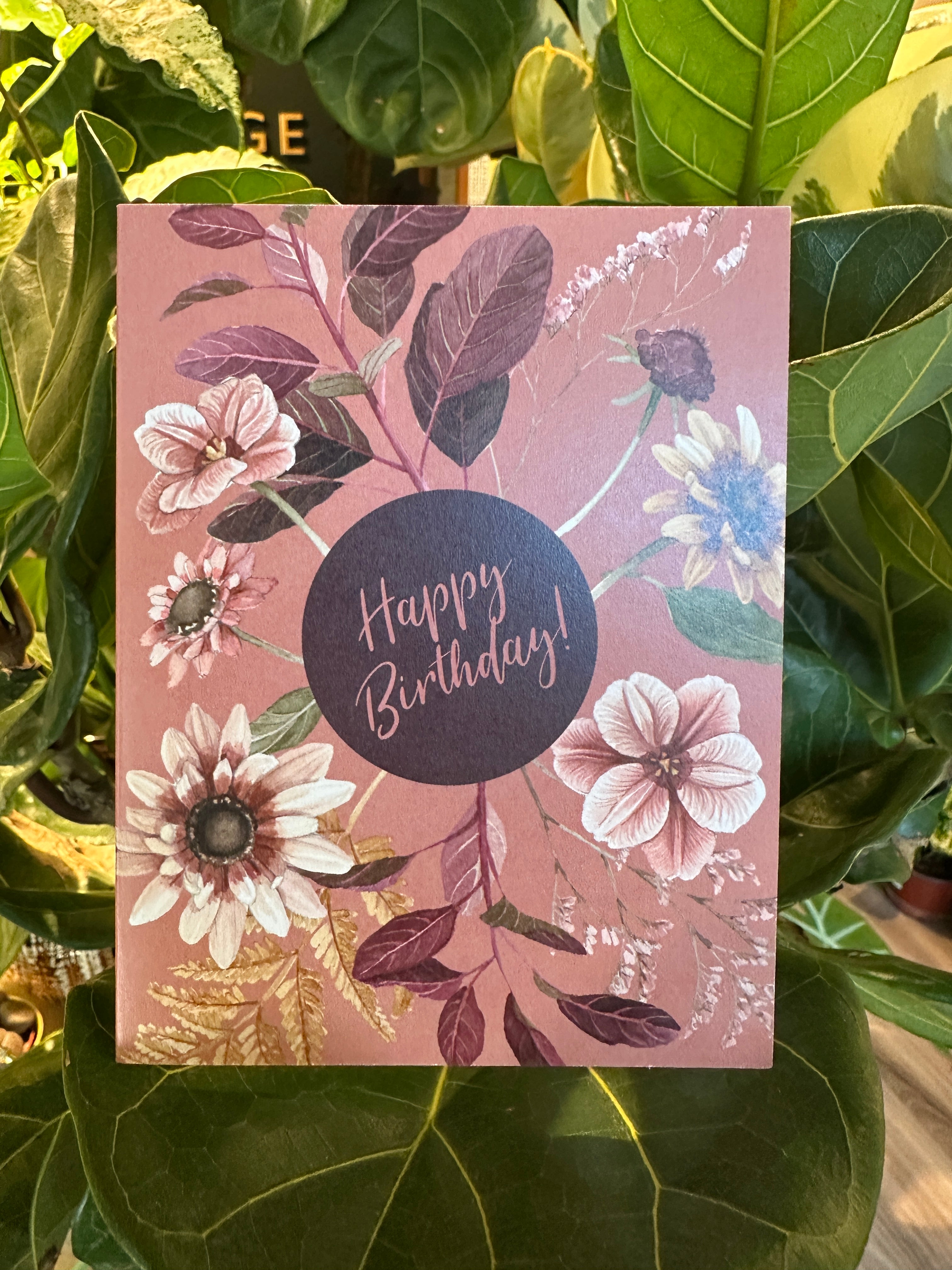 Plum Floral Birthday Greeting Card