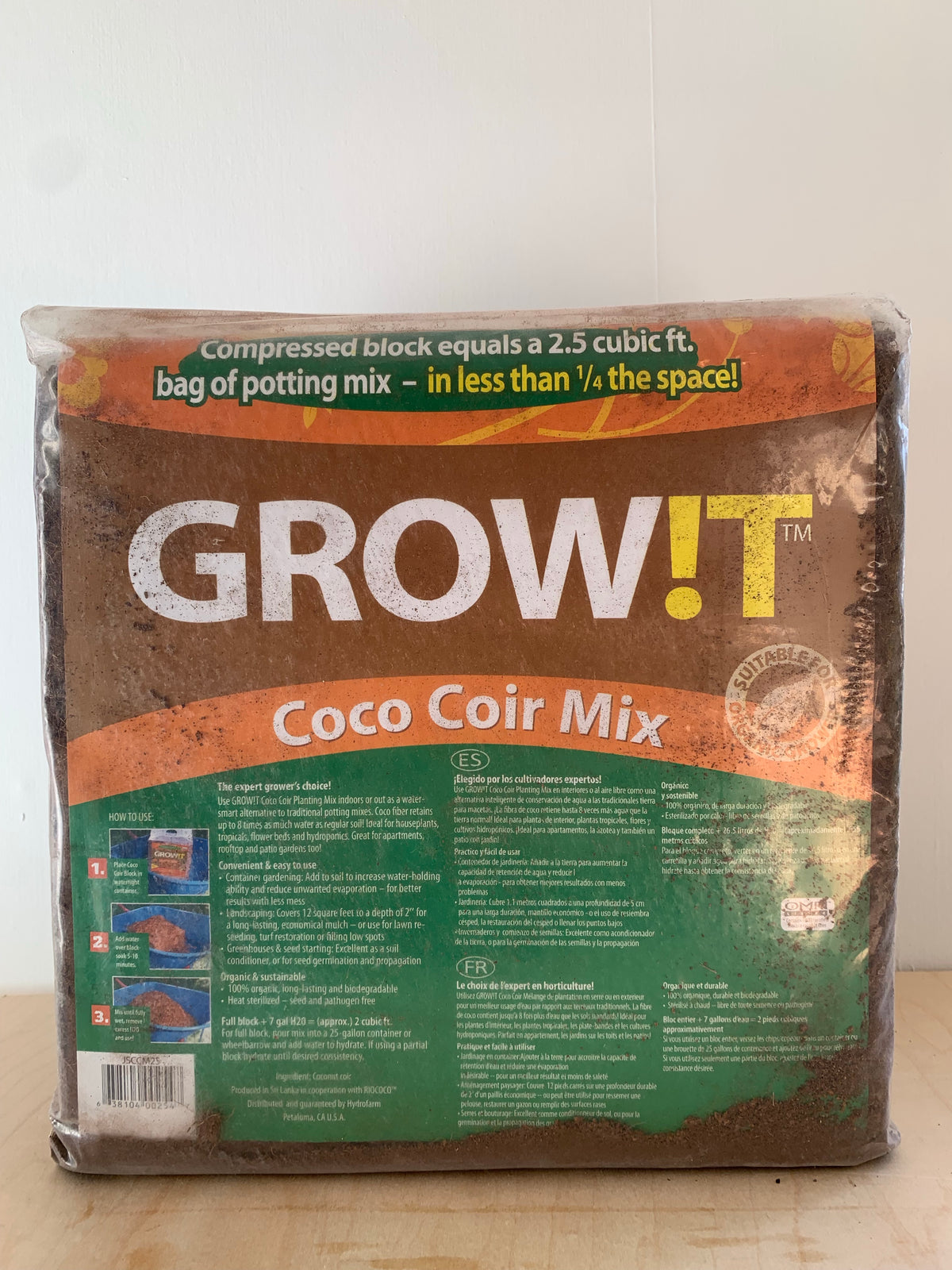 Bloc de mélange de fibre de coco biologique GROW!T